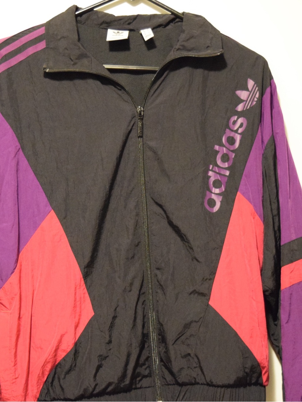 Adidas Originals Colorblock Track Jacket Black Purple Pink Womens Small